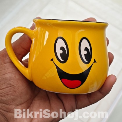 Cute Emoji Ceramic Coffee Mug - 250ml - Yellow color